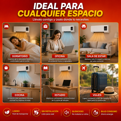 Mini Climatizador Portátil 2 en 1 | Aire Fresco Instantáneo y Máximo Confort