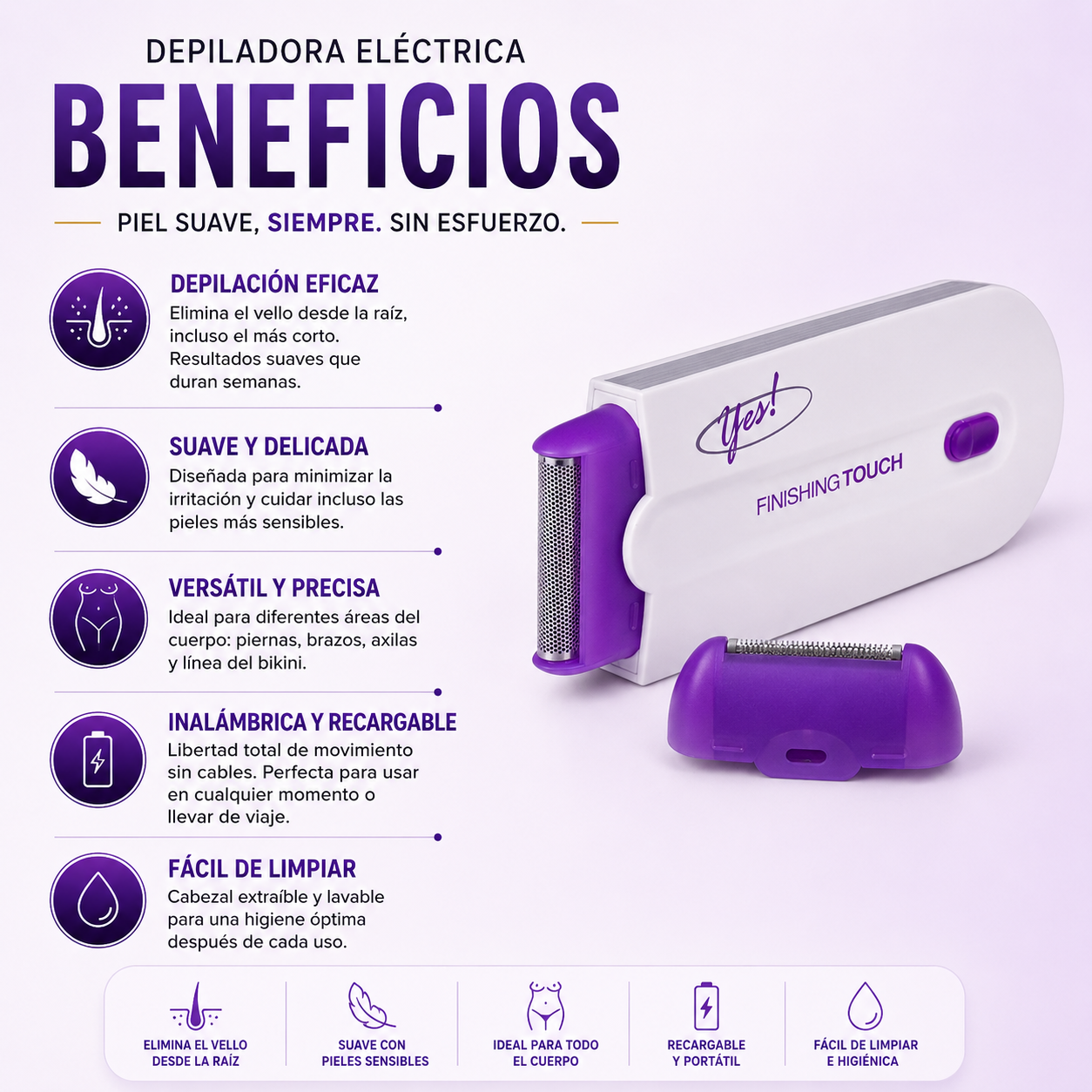 Depiladora eléctrica | Piel suave y sin irritación