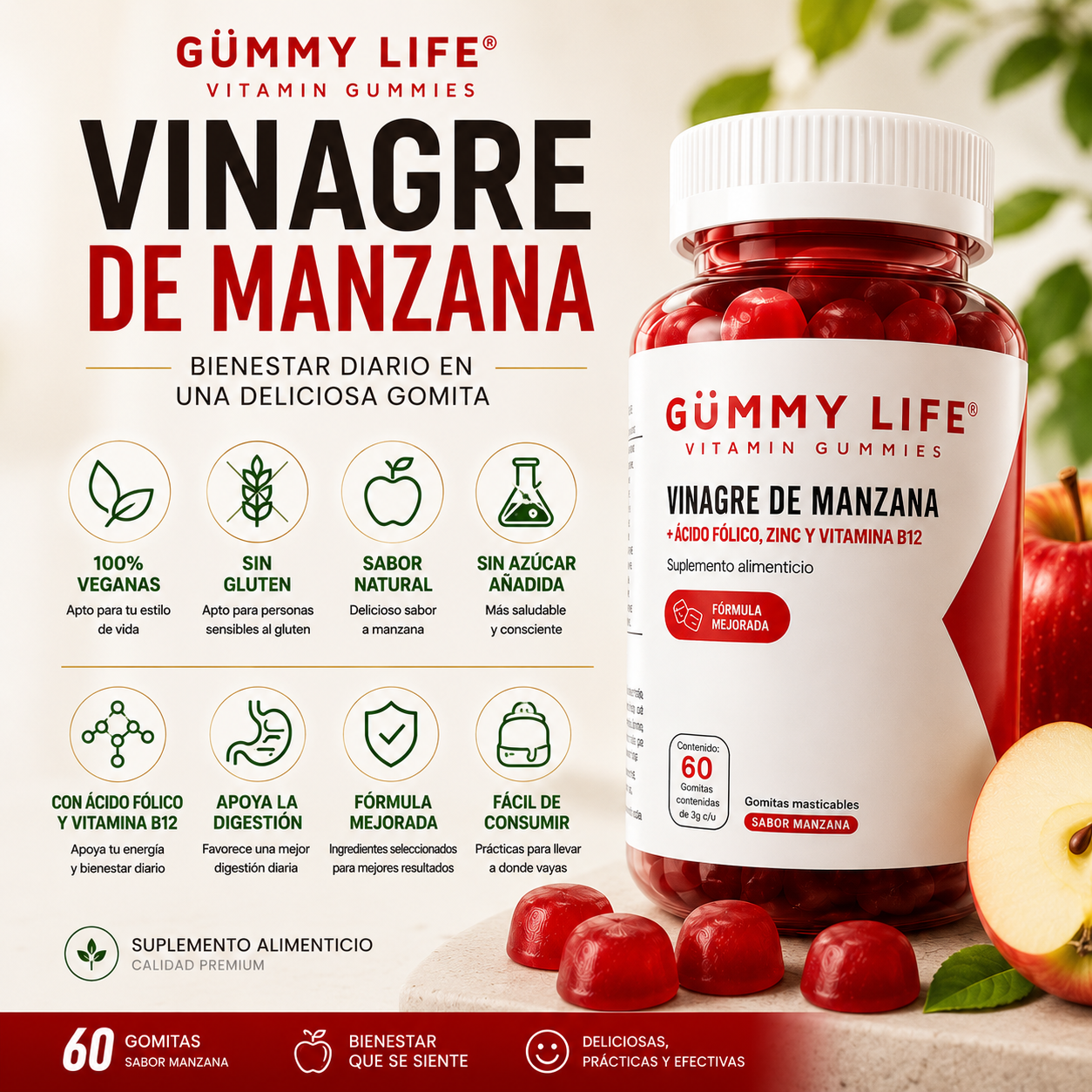 Gummies de Vinagre de Manzana – Promoción 2 Frascos por el Precio de 1