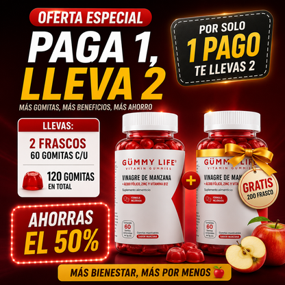 Gummies de Vinagre de Manzana – Promoción 2 Frascos por el Precio de 1